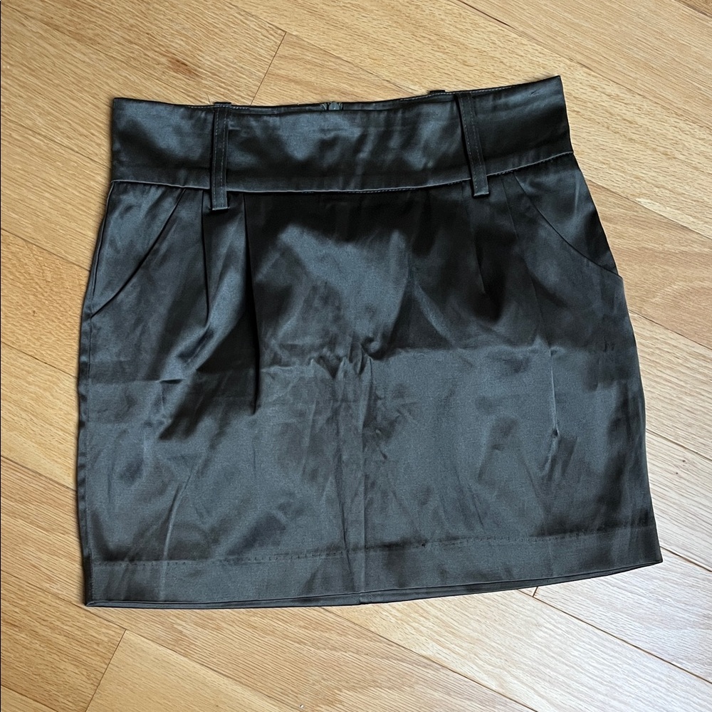 Forever 21 Satin Olive Mini Skirt